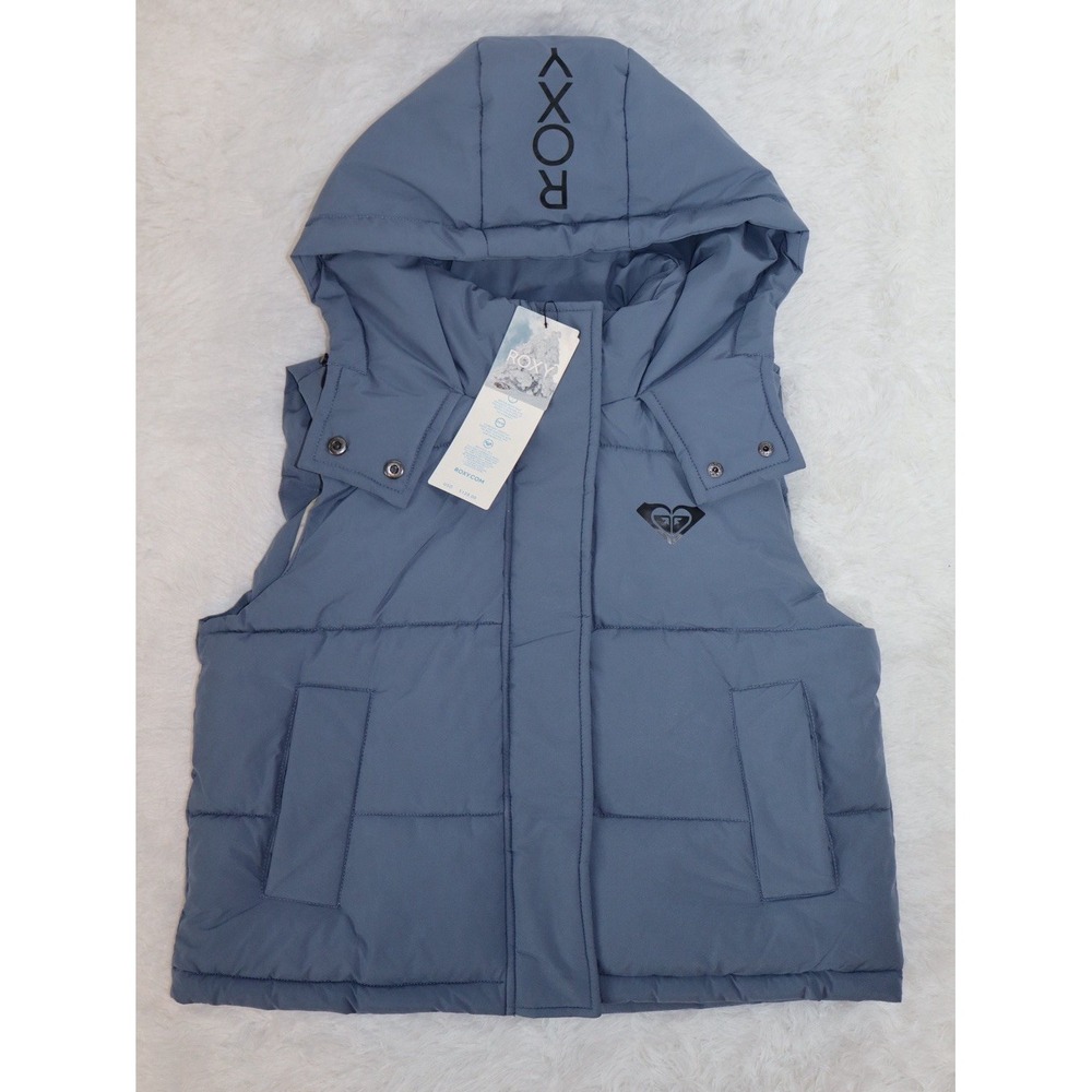 Roxy Women's Blue Wild Wind Puffer Vest Medium